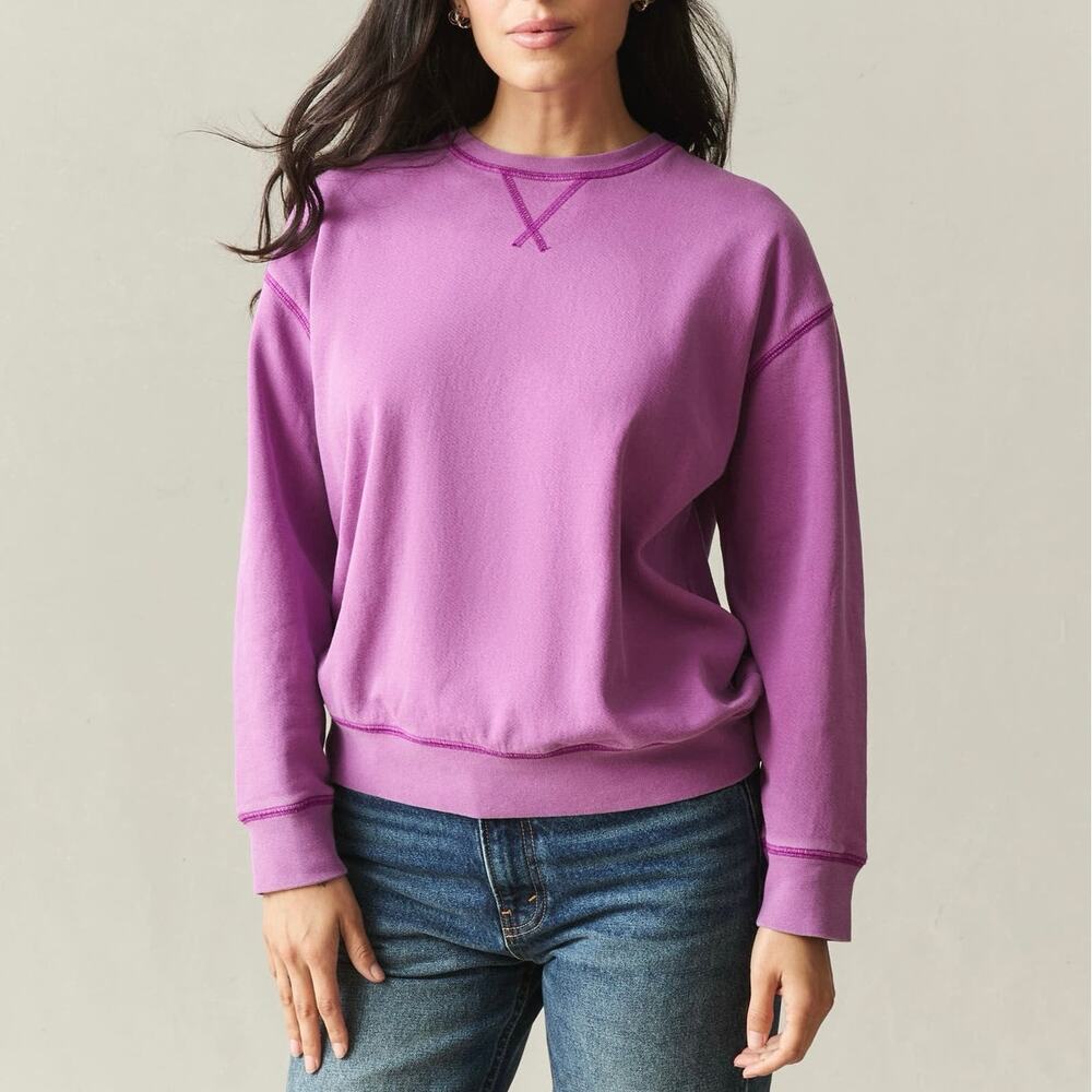 NWOT American Giant Women's Relaxed French Terry Crew Cattleya Orchid Medium